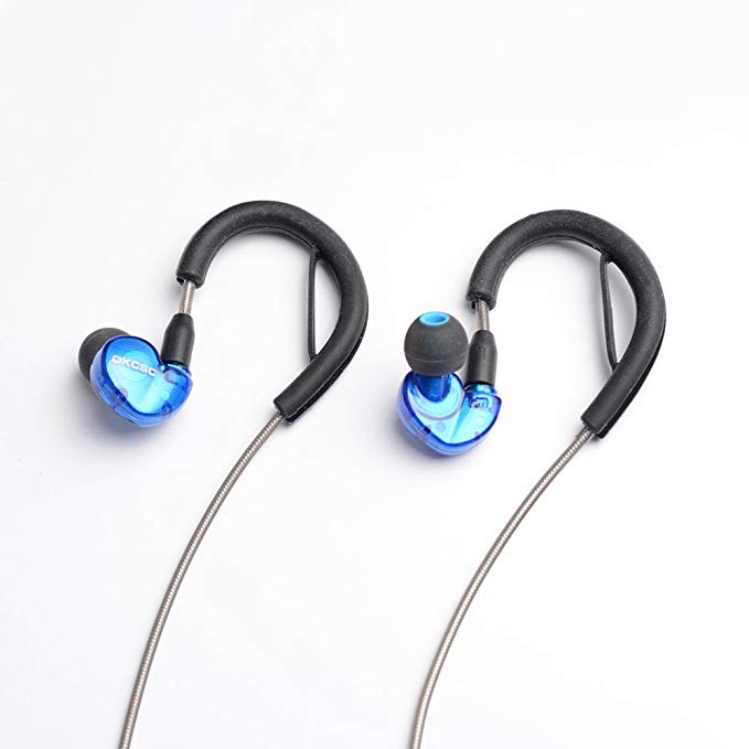 OKCSC DD4 Dynamic Hybrid Earphones Bluetooth In Ear Earbud Headphones HIFI Stereo MMCX Re-cable Built-in Microphone V4.1 (Blue)
