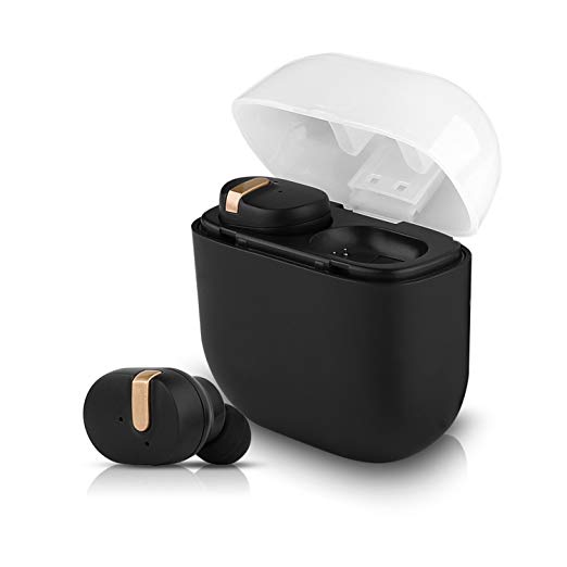 IVSO Bluetooth Earbuds Earphone,True Wireless Stereo Bluetooth Ultra Mini V4.1 Headphones with Built-in Mic Charging Box Cordless Earphones Sweat-proof Headset for iPhone Samsung iPad Android (Black)