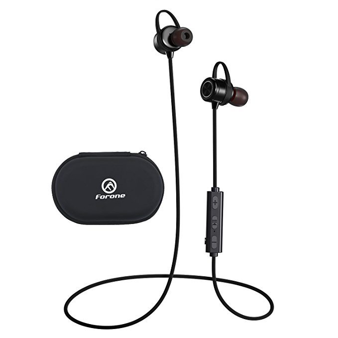 Wireless Magnetic Bluetooth Earbuds | Forone IPX7 Waterproof Headphones with Stereo Sound | Sport In-Ear Noise-Cancelling Headset with Mic | Bluetooth 4.1, aptx, 8 Hours Play Time, Secure Fit Design
