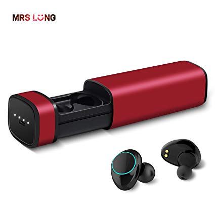 True Wireless Earbuds, MRS LONG X9 Bluetooth Earbuds (Bluetooth V4.2) HD Stereo Mini Wireless Bluetooth Headphones with Built-in Mic and Magnetic Portable Charging Case for iPhone and Android（Red）