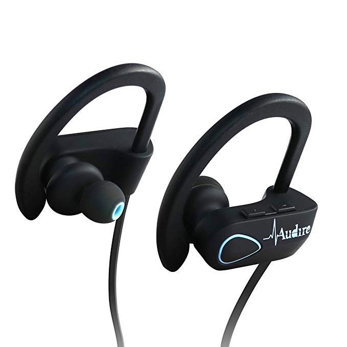 AUDIRE BLACK WIRELESS S-396 BLUETOOTH HEADPHONES with IPX7 WATERPROOF TECHNOLOGY and PASSIVE NOISE CANCELLATION
