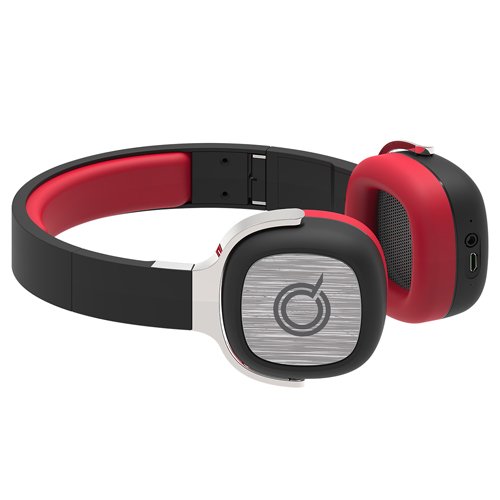 Quickcell APPLAUZ wireless stereo headphones with optional 3.5mm/USB cable. Retail Packaging-Red