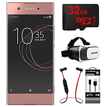 Sony XA1 16GB 5” Smartphone, Unlocked - Pink (1307-4956) w/32GB Bundle Includes, 32GB MicroSD Memory Card, Fusion Bluetooth Headphones, VR Vue II Virtual Reality Viewer & USB Micro-B to USB-A Cable