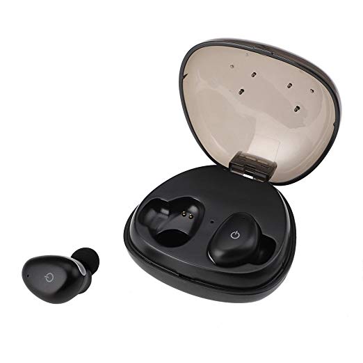 Bluetooth Wireless Earbuds,V VONTAR Cordless Earphones Waterproof Headphones Invisible In-Ear Earpiece with Mic and Charging Case for iPhone Samsung iPad and Most Android Phones (Black)