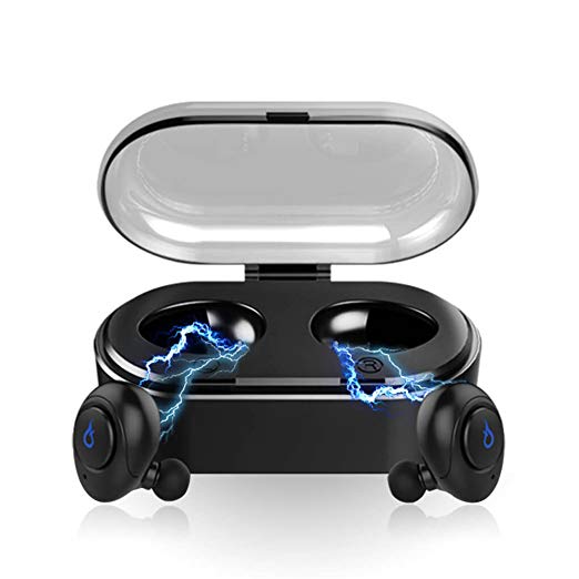 Bluetooth Earbuds True Wireless Earbuds Mini Bluetooth Headphones Stereo Earphones Built-in HD Mic, In-Ear Design with Charging Case for For IOS, Android, All Bluetooth devices (Black)