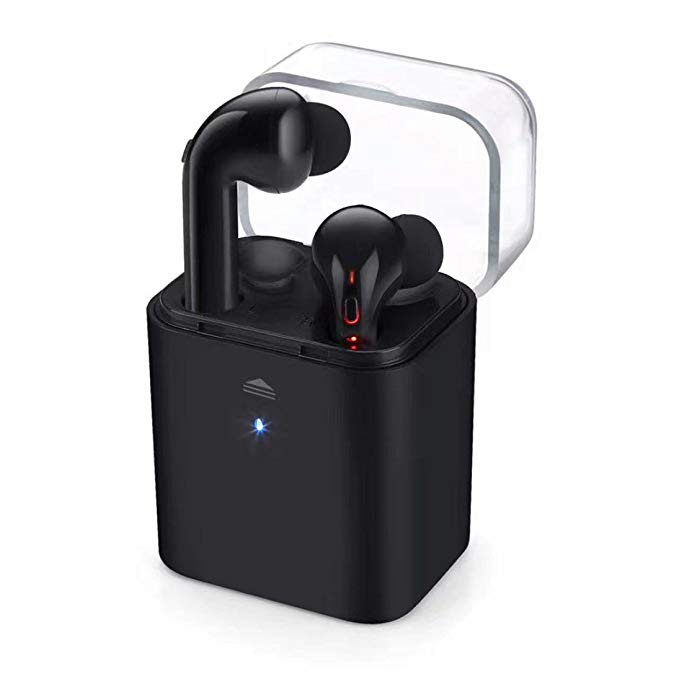 Pulison(TM)Fashion Twins True Wireless Bluetooth Stereo Sport In-Ear Headset Noise Cancelling Earphone Earbuds Premium Sound Bass for Jogging&Drving For iPhone 7 Airpods Android (Black)