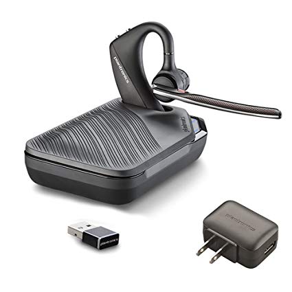 Plantronics Voyager 5200-UC Bluetooth Headset Bundle w/Bonus Wall Charger #206110-01-B | For Smartphones, PC, MAC using RingCentral Software or App