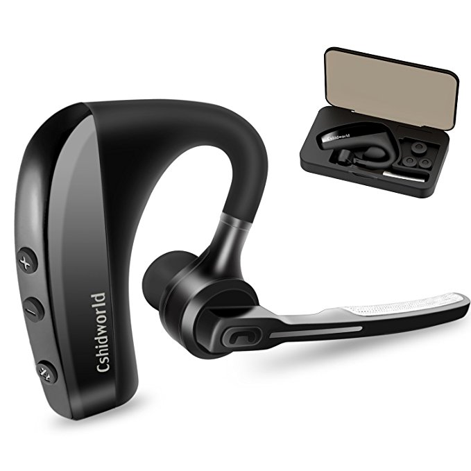 Bluetooth Headset, Cshidworld Wireless Earpiece V4.1 Handsfree Business Earphone In-ear Earbuds with Noise Cancelling Mic for Office/Driving/Work, Support iPhone X 8 7 Plus 6s 5s iPad Samsung Android