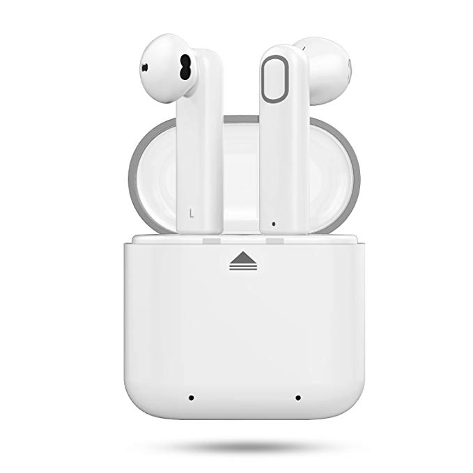 Wireless Earbuds, Cshidworld Bluetooth Headphones V4.2 True Mini In-Ear Headset Stereo Sports Earphone Sweatproof with Charging Box Noise Cancelling for iPhone X 8 8plus 7 7plus 6S Samsung (White)