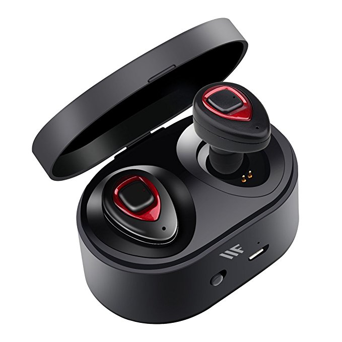 True Wireless Earbuds with Portable Charging Box Wireless Bluetooth Headphones for Women Invisible Noise Cancelling In Ear Bluetooth headset with Mic For iPhone iPad Samsung Huawei Android (Red)