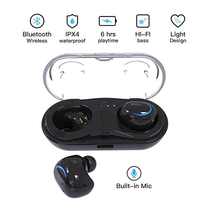 iVoice Wireless Earbuds, Bluetooth True Wireless Headphones V4.2+ EDR Mic Earpieces 15H Playtime 3D Stereo Sound Hands Free Call In Ear Sweatproof Sport Earphones Noise Cancelling Headset w/Charging