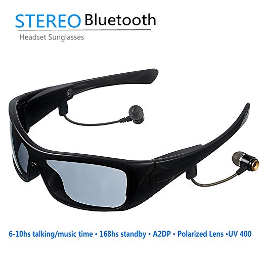 YELLWWORS Bluetooth Sunglasses Wireless Stereo Headphone Polarized Glasses with UV400 Goggles for Driving Outdoor Actives Hand-free Answer Phone Music Play for Christmas Gift