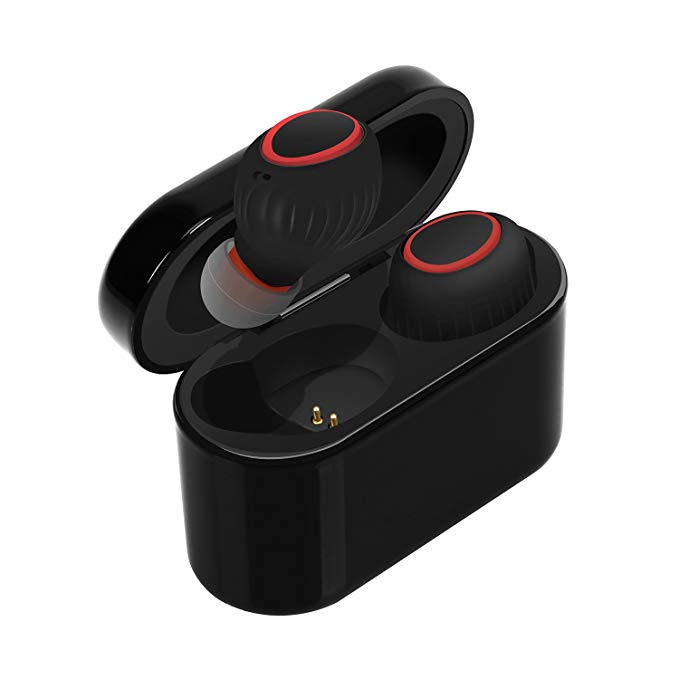 Wireless Earbuds,GULUDED Bluetooth 4.1 Headphones Sports In-Ear IPX5 Sweatproof Automatic Connection Bluetooth Earbuds Noise Cancelling with Mic and Charging Box for Iphone ,Samsung and More