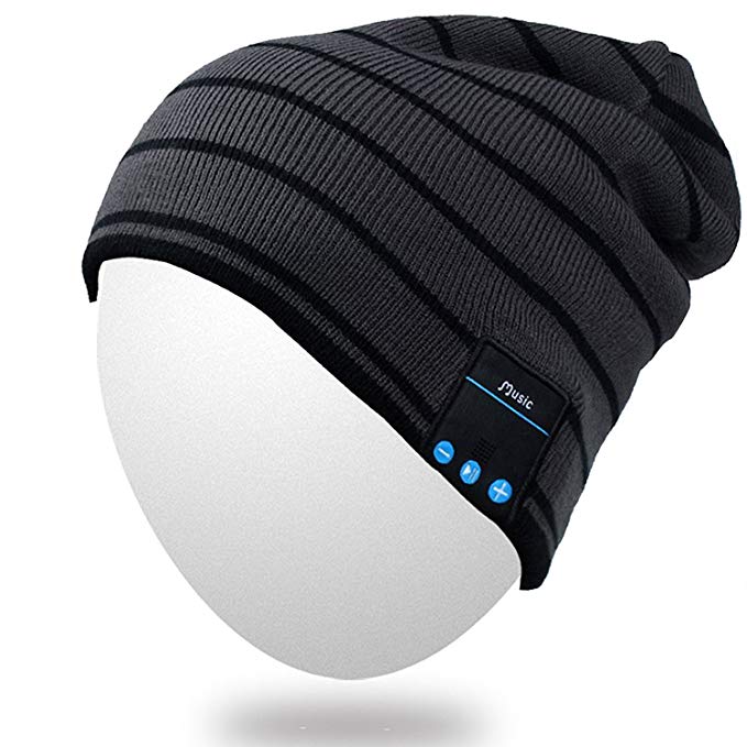 Qshell Winter Comfy Bluetooth Beanie Washable Hat w/Basic Knit Music Cap with Speakers & Mic Hands Free Wireless Bluetooth Headphones Headsets for Running Skiing Skating Hiking,Christmas Gifts