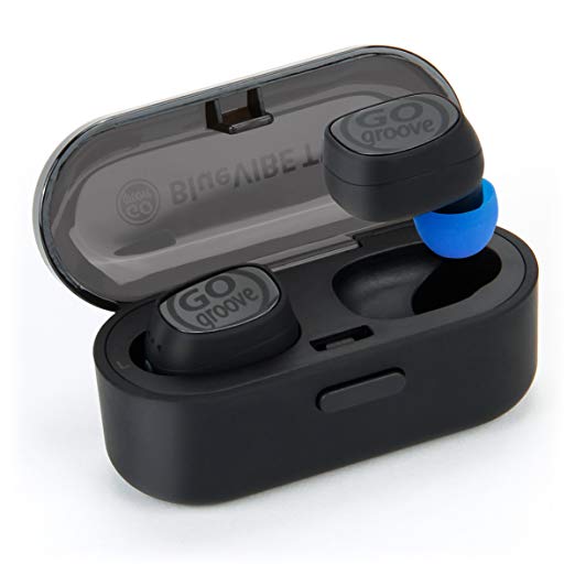 GOgroove True Wireless Sport Earbuds - BlueVIBE TWS Mini Bluetooth In-Ear Headset with IPX5 Sweat Proof and Water Protection, Easy Phone Pairing, 12-Hour Battery Portable Charging Travel Case, HD Mic