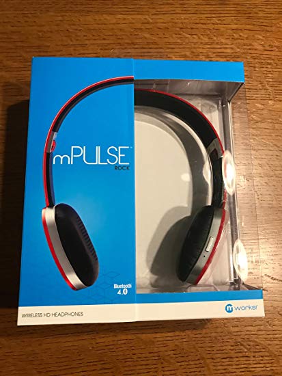 mPulse Rock Bluetooth Wireless Foldable Stereo Headphone for Wireless Music Streaming for iPhone, Samsung Galaxy and Bluetooth enabled Smartphones (Red)