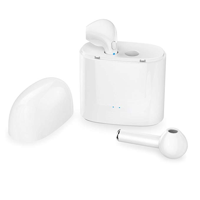 Kerkey WirelessEarBudsCase-11 Bluetooth Headset for Universal/Smartphones with Charging case, White