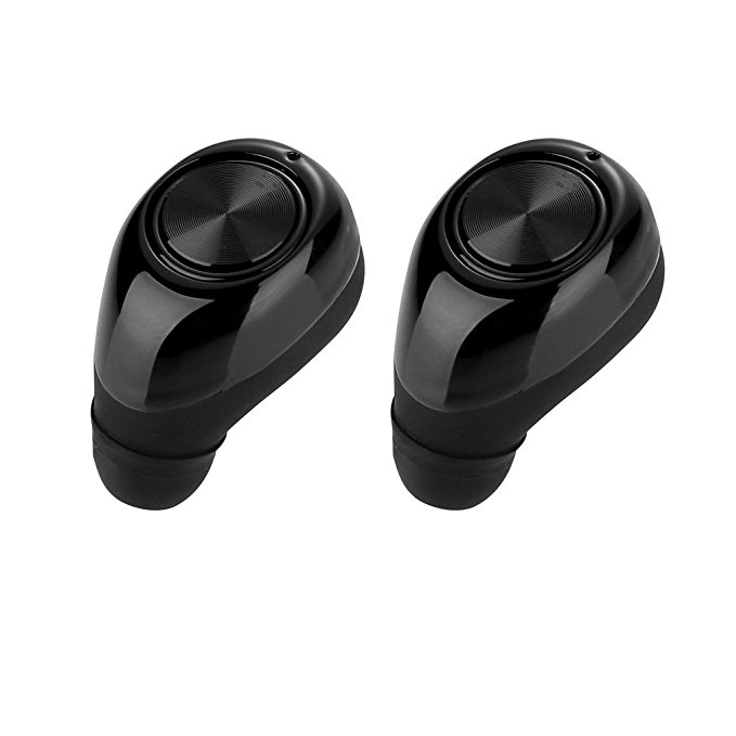 Agkey True Wireless Earbuds Bluetooth Earphone Dual Bluetooth Headphones Noise Cancelling Earpieces for iPhone 8 8 Plus 7 Plus 6s Plus 5s Samsung S8 Plus S7 Edge S6 Note 8 J7 Prime Huawei (Black)