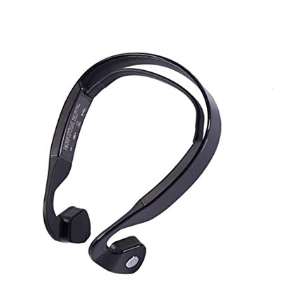 XiangWeiYu Bone Conduction Headset Wireless Bluetooth Stereo Headset, Commuter Phone Phone USB Built-in Microphone, Sweat resistant Sports Headphones Smartphone Gym, Sport Running (All black)