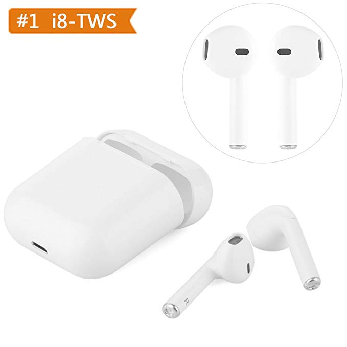 Wireless Headset, i8-TWS Stereo Bluetooth Headset with Charger, Apple iPhone 8 8plus 7 7plus 6S Speaker Samsung Galaxy S7 S8 Smartphone Android IOS