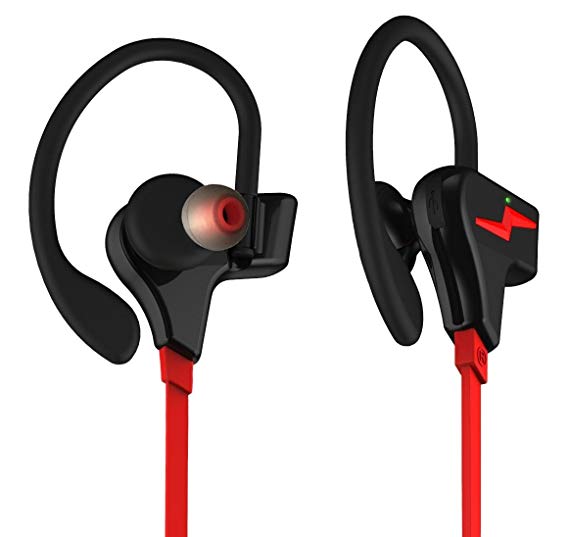 Sundray True Hi-Fi Stereo Sounds Bluetooth Headphones,A-ptx Earphone With Micro Mic,Voice Control Calls,Neckband Sport GYM Headphones for Sports Workouts,8-10 Hours Playing Time Black. (Red)