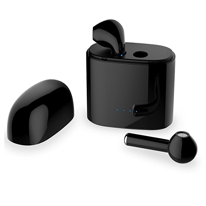 Bluetooth Headphones, Wireless Earbuds for Apple iphone 8, 8plus, X, 7 6S Plus, Cordless Sport Headsets with Charging Case, Stereo Earphone Hand-free - Black