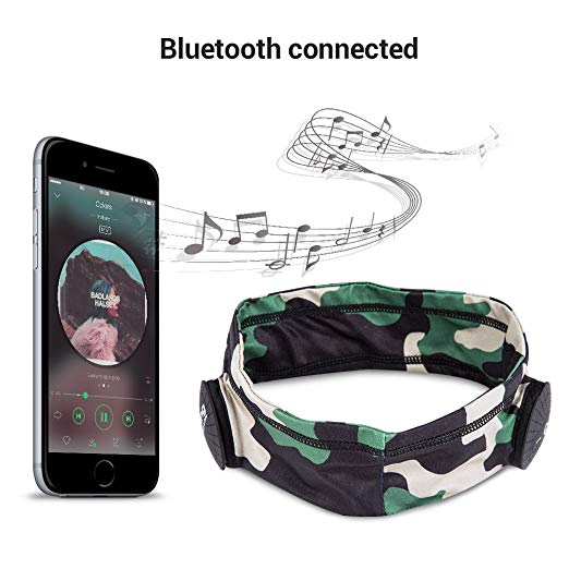 Lumsing Bluetooth Headphone Headband Wireless Bluetooth Stereo Sleeping Headset Speakerphone Earbuds for Outdoor Sports Yoga Jogging, Camouflage