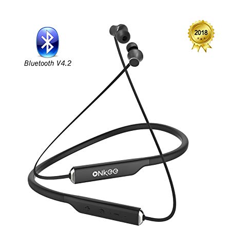 Onkee Bluetooth Headphones V4.2 Hands Free Calls 15 Hours Playtime, Wireless Sports Neckband Earbud with MIC IPX4 Water Resistant for Running Ergonomic Design Lightweight & Fast Pairing