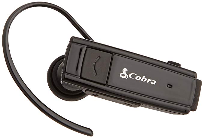 Cobra Premium Bluetooth Headset with Both In-the-Ear and Ear Hook Options - Bluetooth Headset - Retail Packaging - Black