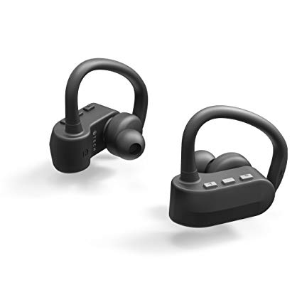 ATECH True Wireless Earbuds Sports Completely Wire-Free Earphones with Ear-Hook IPX5 Sweatproof for Workout, Secure Fit, Built-in Mic, In-Ear Headset with Carrying Case