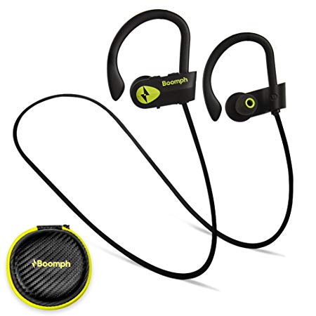 Bluetooth Headphones - In Ear Wireless Headset - Sweat and Waterproof with Built-In Microphone - Sports, Music and Phone Use - by Boomph