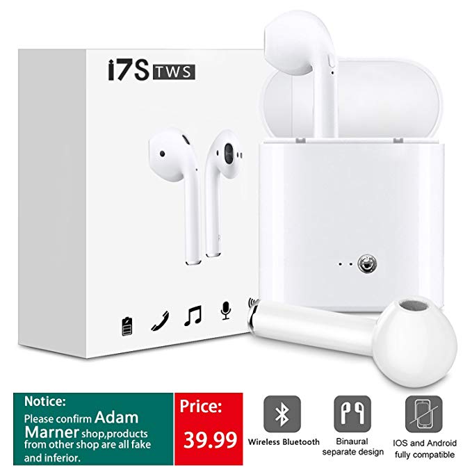 Wireless Earbuds, Bluetooth Headphones Stereo Earphone Cordless Sport Headsets for iPhone 8/X/7/7Plus/6S/6SPlus and Samsung GalaxyS7/S8/S8 Plus,Android SmartPhones iPad/iPod and More