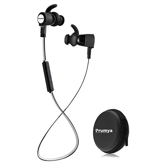 Prumya Bluetooth Headphones, Magnetic Noise Cancelling Stereo Headset, Wireless In-Ear Earbuds with Mic, Waterproof IPX7 Sweatproof Earphones, Lightweight Secure Fit for Running, Jogging, Sport