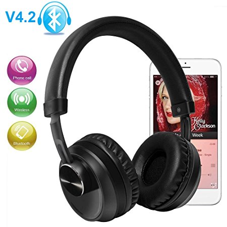 Wireless Gaming Headset, WEILIANTE V4.2 Bluetooth On-Ear Noise Cancelling Headphones with Microphone for PC/PS4/Xbox One/iPhone/Android Smartphones Computers Black
