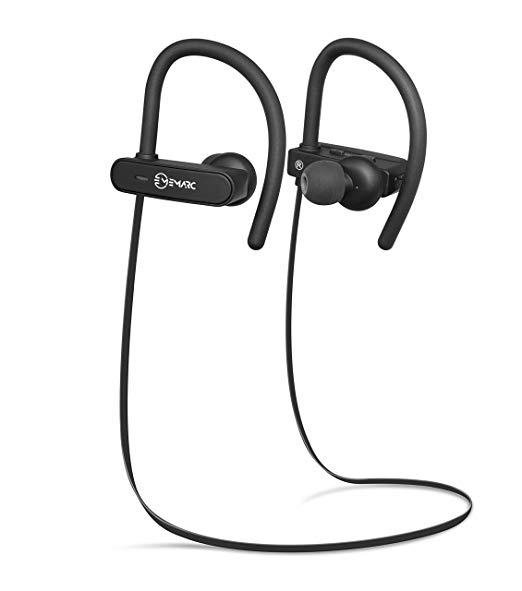 eMarc Bluetooth Headphones, 2018 Best New Sports Earphones w/Mic, IPX7 Waterproof/Sweatproof, Secure and Comfort Fit, True HD High Fidelity Sound, 7-9 Hrs Playback Noise Cancelling, to 240 Hrs Standby