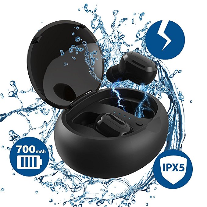 True Wireless Earbuds - Aeifond Bluetooth Headphones Wireless Sports Earphones Waterproof HD Stereo Earbuds Noise Cancelling Headsets with Built-in Mic Charging Case for iPhone iPad Samsung LG (Black)